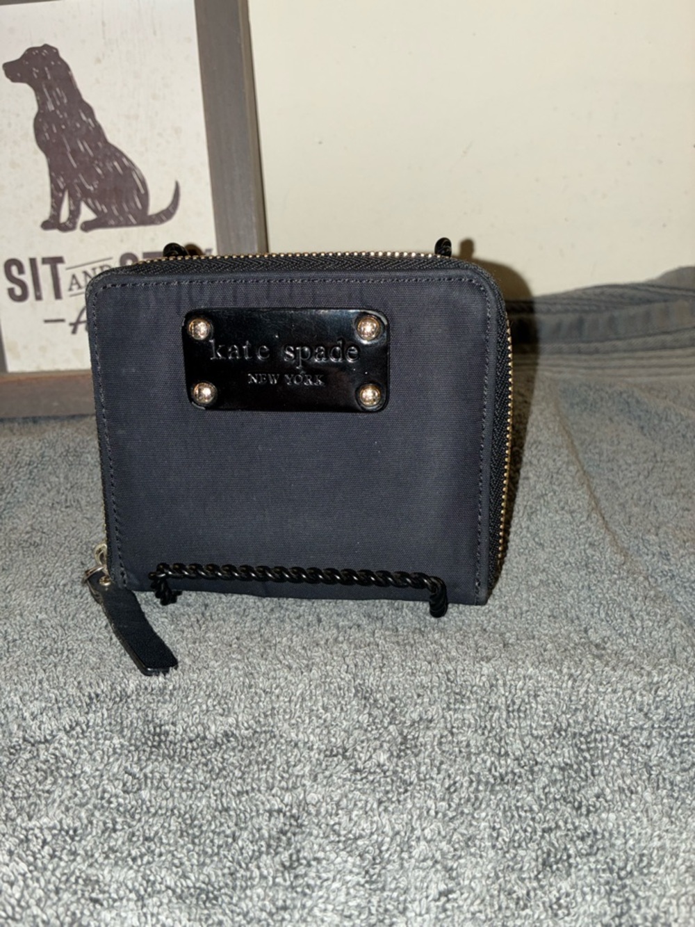 kate spade navy zip-around compact wallet